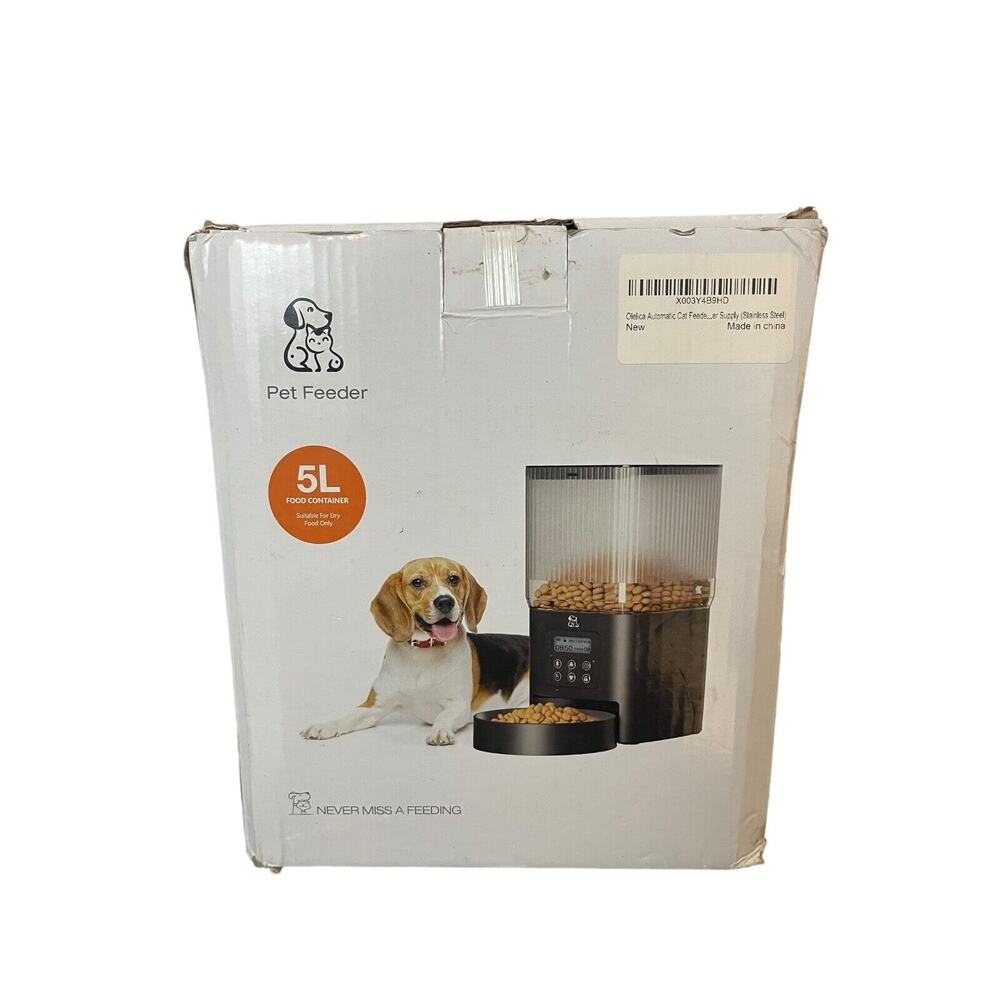 Automatic Pet Feeder Food Dispenser for Dogs and Cats 5 L - black open box